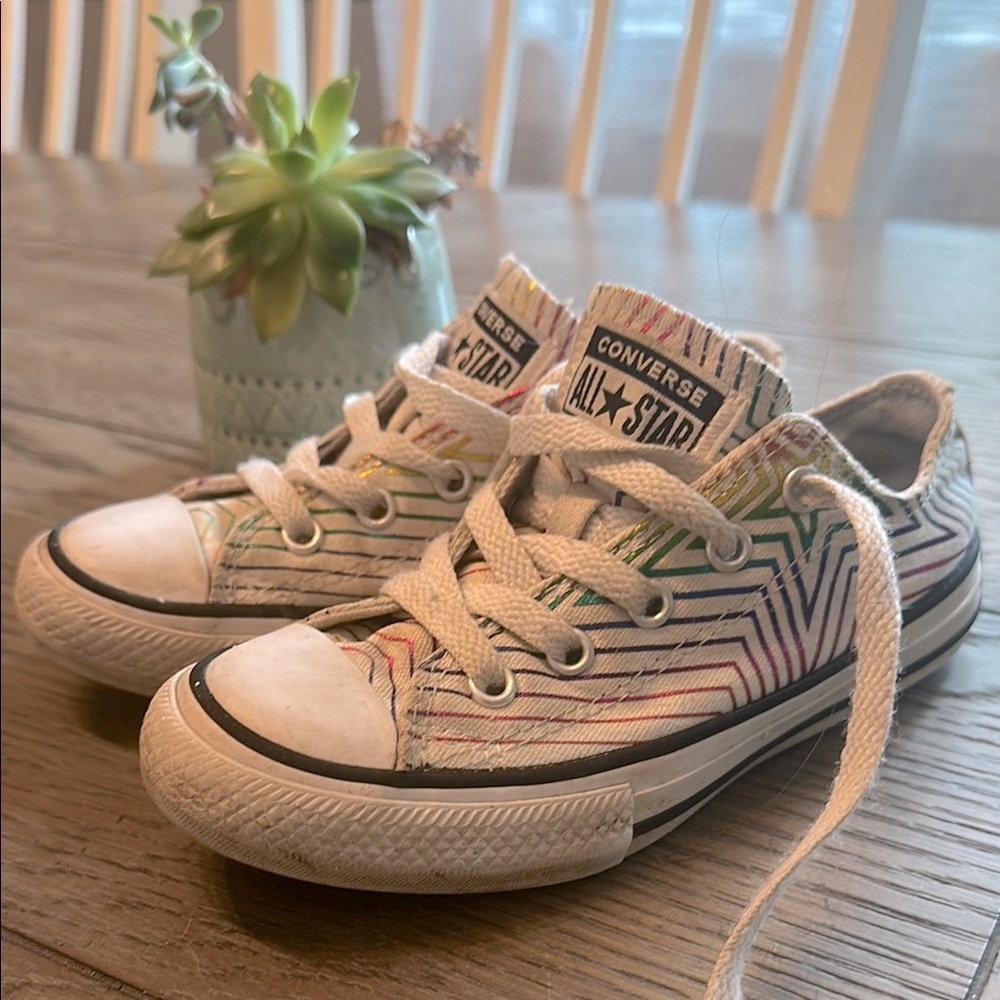 Converse Chuck Taylor All Star Ox Kids "All Of The Stars" Metallic Rainbow Sz 12